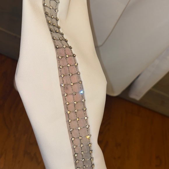 Alice + Olivia Cream Blazer with Embellished Sleeves